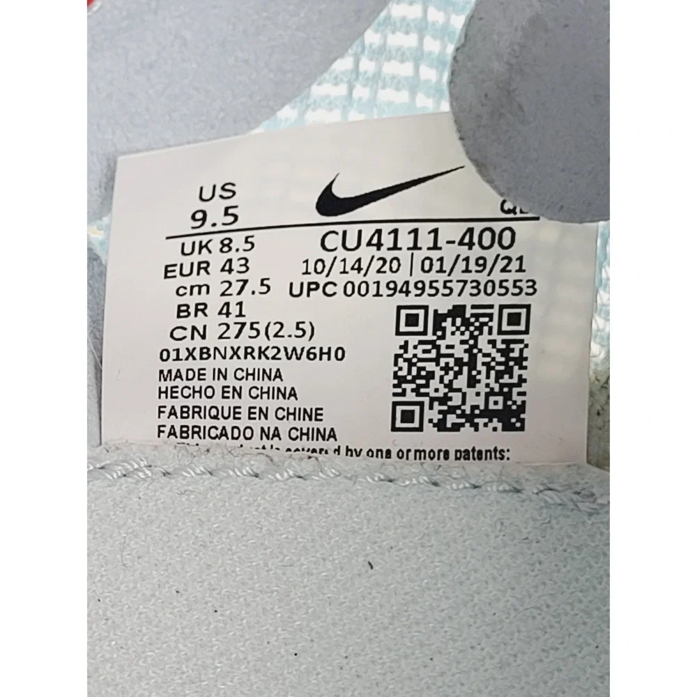 Nike, Athletic ZoomX Vaporfly Next% Running Shoes, Men, Size 9.5 Light Blue/Red.